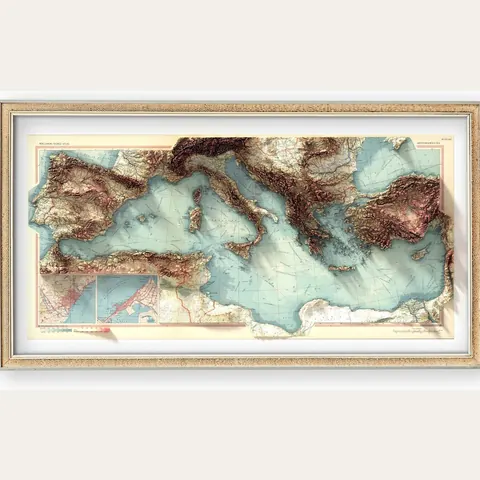 Mediterranean Sea Topographic Map