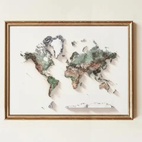 Detailed Natural Topography of the World