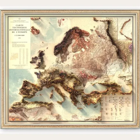 Europe Map, Flat Ocean