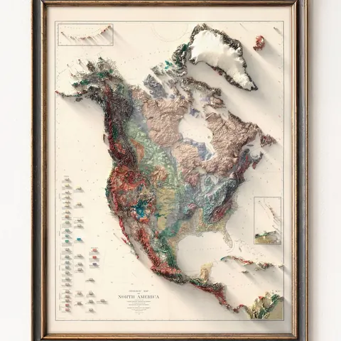 North America Vintage Map, 1911
