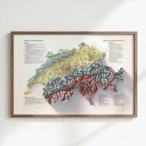 Switzerland Geological and Topographic Map