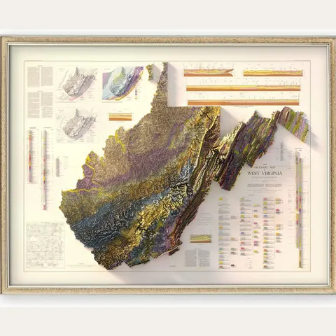 West Virginia Geological Map, 1968, Relief