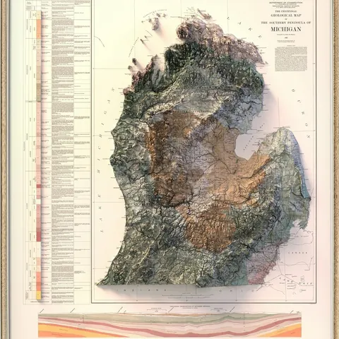 Geological Map of the Southern Peninsula of Michigan, 1936