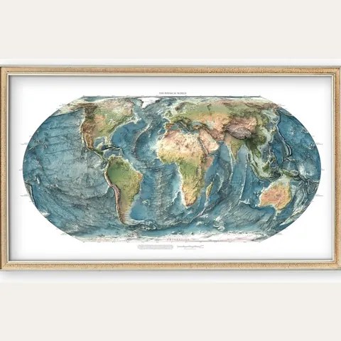 Equal Earth World Map, Labelled
