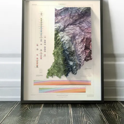 Indiana Geologic Map, Bedrock, 1987
