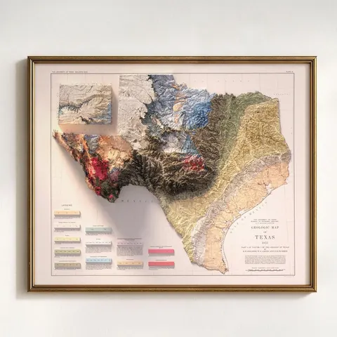 Texas Shaded Relief, Vintage