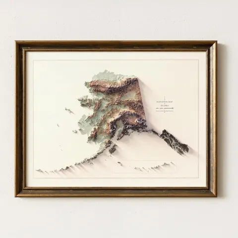 Alaska Topographic Map, Green Tint