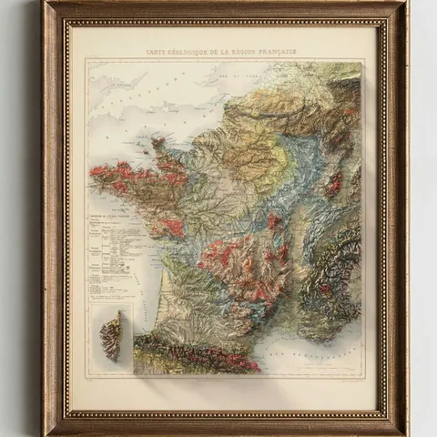 France Geological Relief Map
