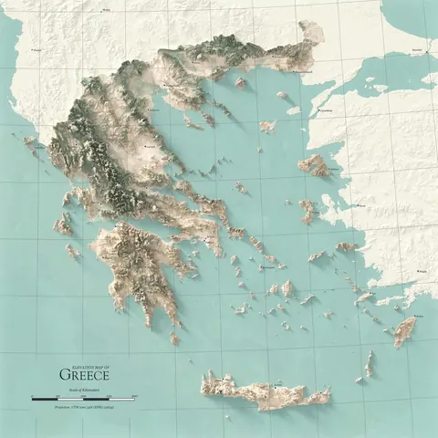 Greece Topographic Map