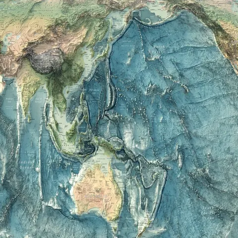 Equal Earth World Map, Pacific-Centred